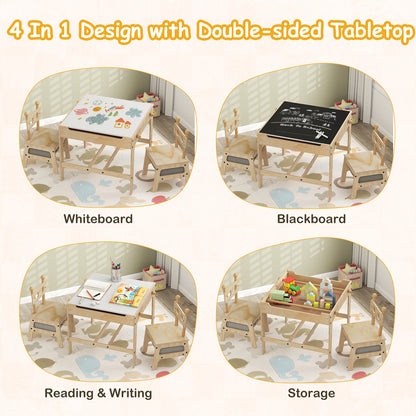 Kids Table and Chair Set with Reversible Whiteboard