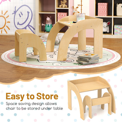 Kids Table and Chair Set with Wide Tabletop and Curved Edges for Kids Room