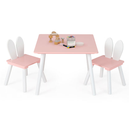 3 Pieces Kids Table and Chairs Set for Arts Crafts Snack Time-Pink - Pink