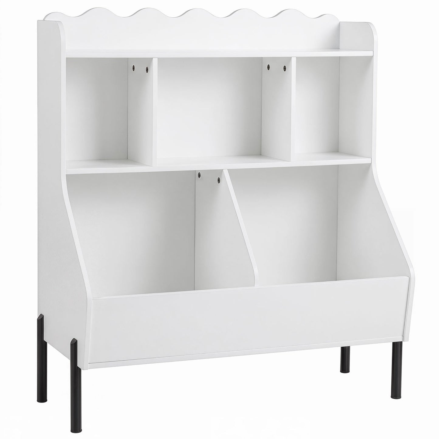Kids Toy Storage Organizer with 5 Cubes and Bookshelf