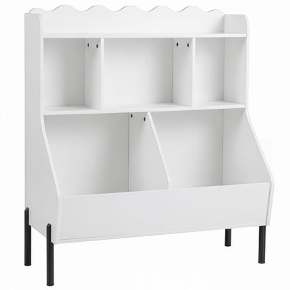 Kids Toy Storage Organizer with 5 Cubes and Bookshelf