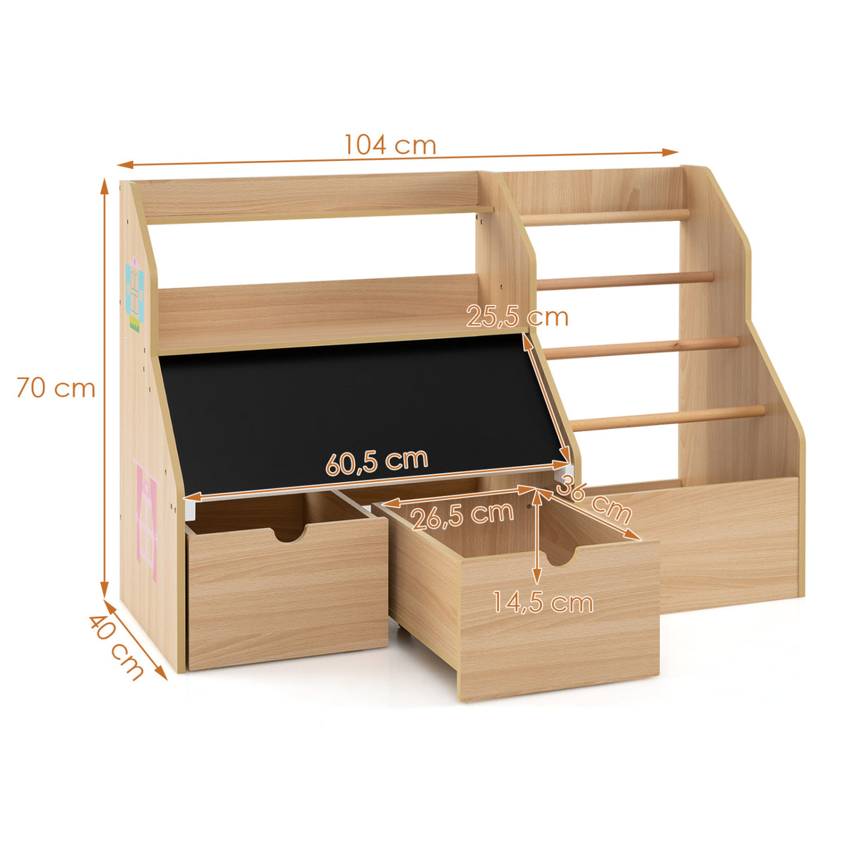 Kids Toy Storage Organizer with Flip-Up Blackboard