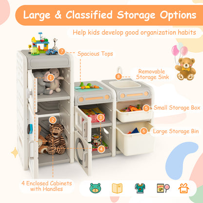 Multipurpose Toy Chest and Bookshelf with Magnetic Whiteboard-Gray