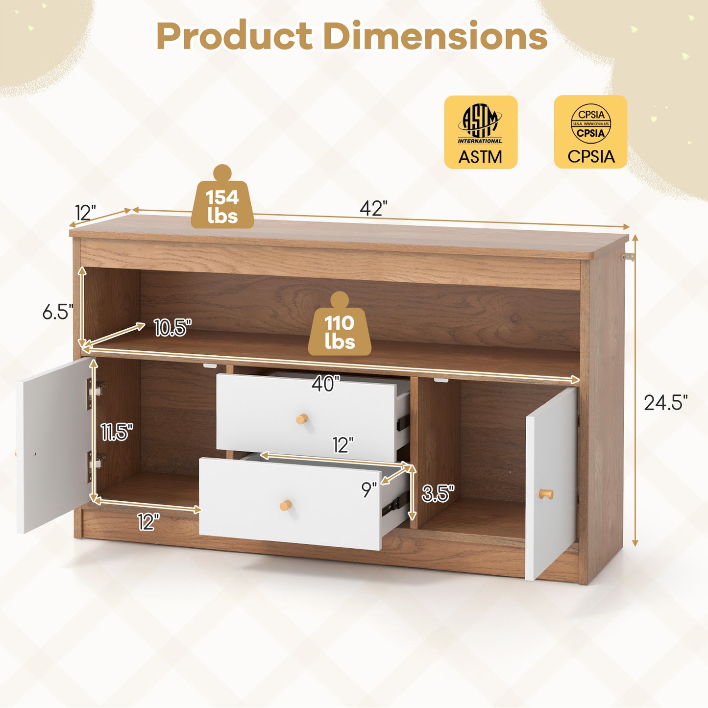 Kids Toy Storage Organizer with Open Shelf and 2 Drawers for Playroom