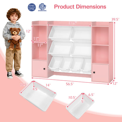 Kids Toy Storage and Bookshelf with Boxes and Open Shelves-Pink