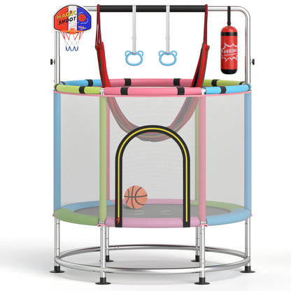 55" Kids Trampoline Gift for for 3-6 Years Old Boys and Girls-Pink