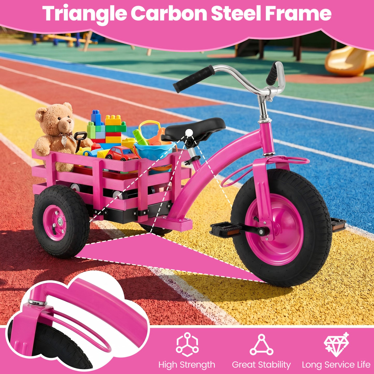 Kids Tricycle with 15-Inch Inflatable Rubber Tires