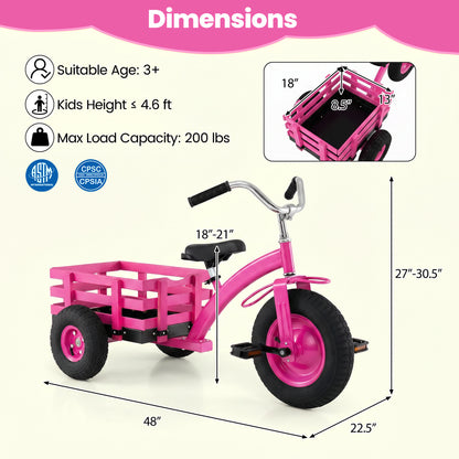 Kids Tricycle with 15-Inch Inflatable Rubber Tires