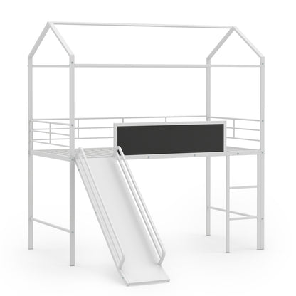 Kids Twin Size Loft Bed with Ladder and Slide for Bedroom