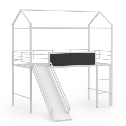 Kids Twin Size Loft Bed with Ladder and Slide for Bedroom