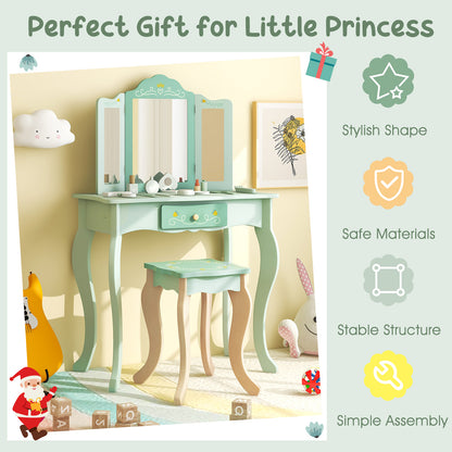 Kids Vanity Set with Tri-folding Mirror