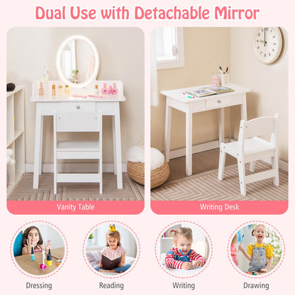 Kids Vanity Set with Lighted Mirror