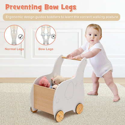 Kids Wooden Shopping Cart with Rubber Wheels