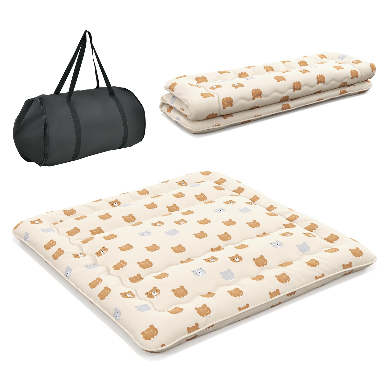 Foldable Futon Mattress with Washable Cover and Carry Bag for Camping-King Size - King Size