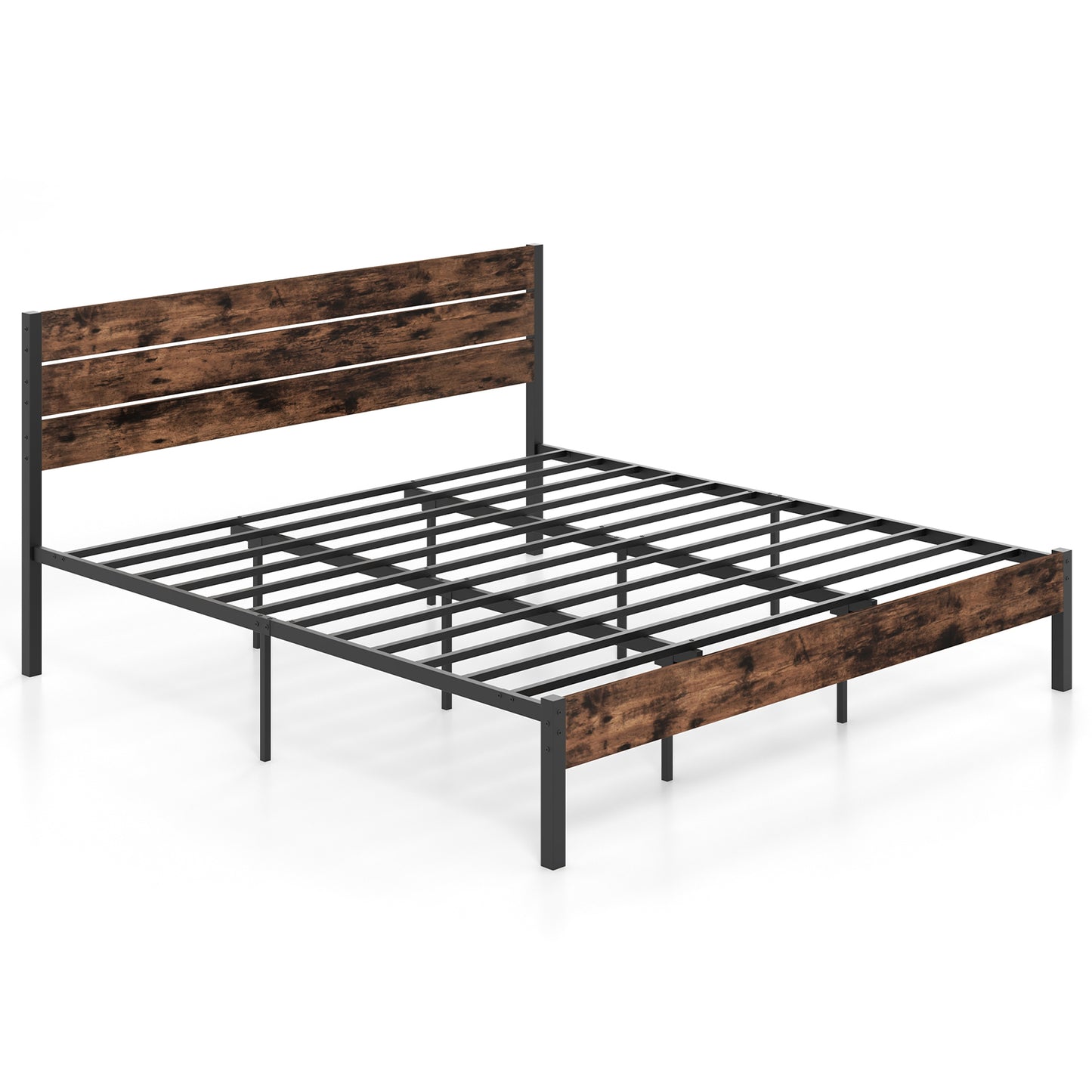 Full/King/Queen/Twin Size Bed Frame with High Headboard and Mute Bar-King Size - King Size