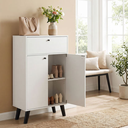 Kitchen Buffet Cabinet with 1 Drawer 2 Doors and Adjustable Shelf-White