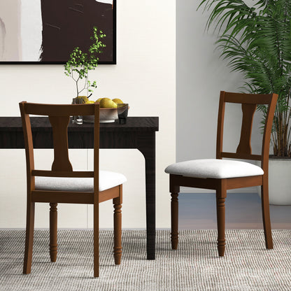 Set of 2 Kitchen Dining Chair with Linen Fabric and Storage Space