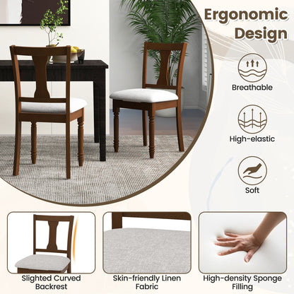 Set of 2 Kitchen Dining Chair with Linen Fabric and Storage Space