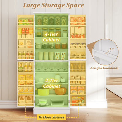Kitchen Pantry Cabinet 65.5 Inch Freestanding Tall Buffet Cupboard-White
