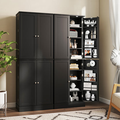 Kitchen Pantry Cabinet 65.5 Inch Freestanding Tall Buffet Cupboard-Black