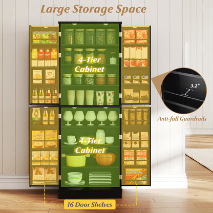 Kitchen Pantry Cabinet 65.5 Inch Freestanding Tall Buffet Cupboard-Black