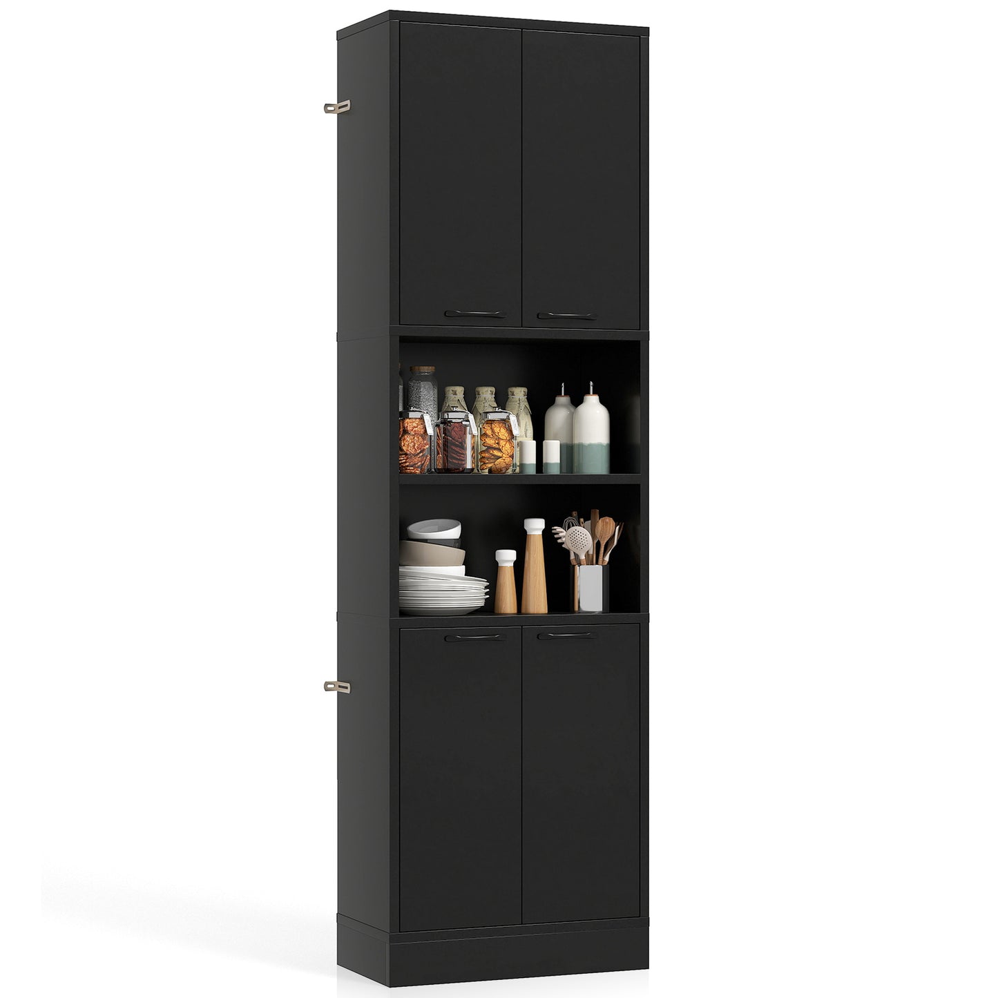 75 Inch Kitchen Pantry Cabinet Tall Cupboard with Doors and Shelves