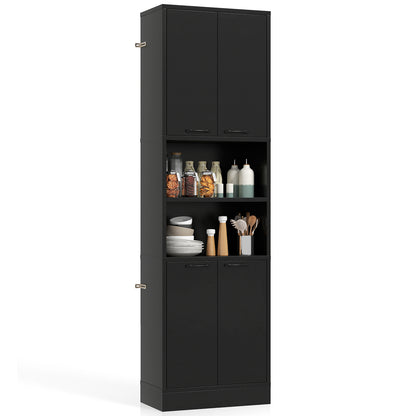 75 Inch Kitchen Pantry Cabinet Tall Cupboard with Doors and Shelves