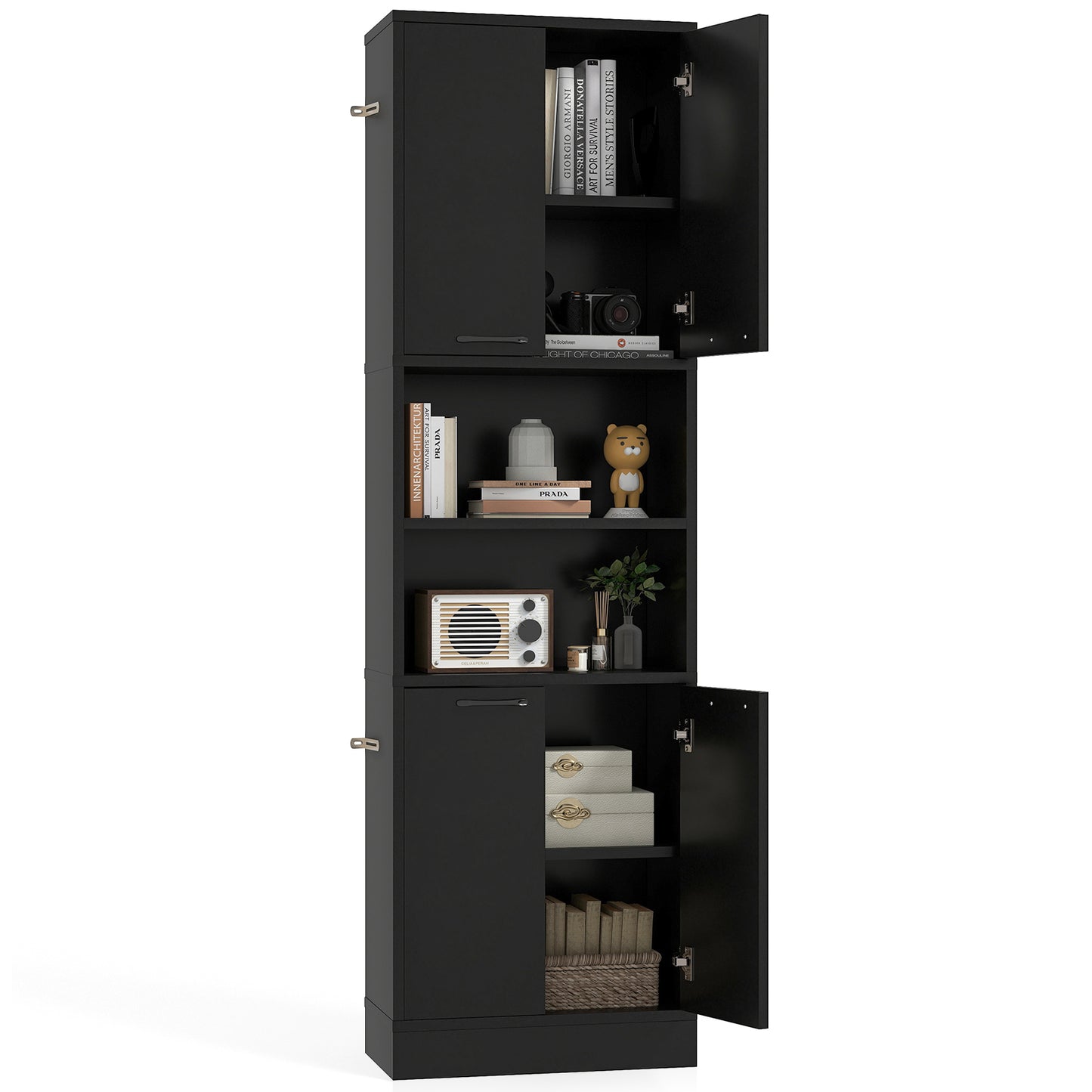 75 Inch Kitchen Pantry Cabinet Tall Cupboard with Doors and Shelves