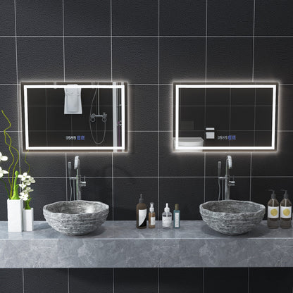 LED Bathroom Mirror Wall Mounted Rectangle Mirror with 3-Color Dimmable Lights-S