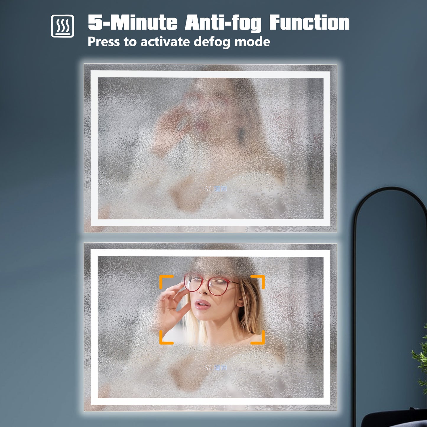 LED Bathroom Mirror Wall Mounted Rectangle Mirror with 3-Color Dimmable Lights-S