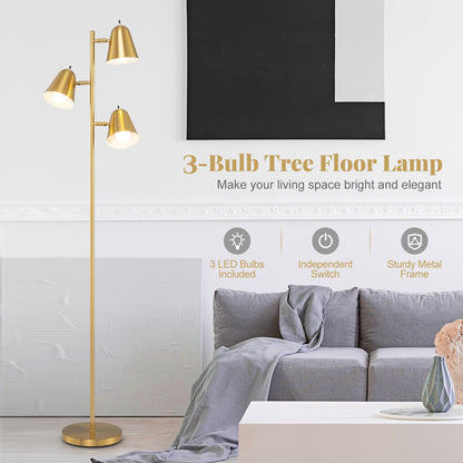 64 Inch 3-Light LED Floor Lamp Reading Light for Living Room Bedroom