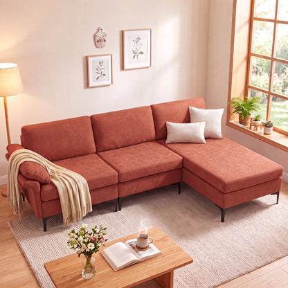 4-Seater L-Shaped Sectional Sofa with USB Charging Ports