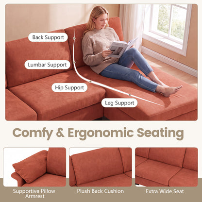 4-Seater L-Shaped Sectional Sofa with USB Charging Ports