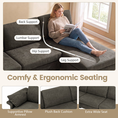 4-Seater L-Shaped Sectional Sofa with USB Charging Ports