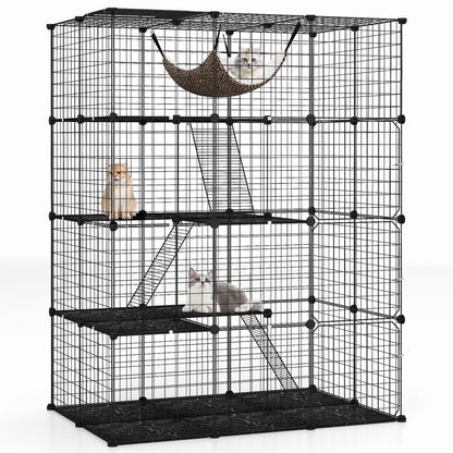 4-Tier Cat Cage with Skylight and Hammock for 1-4 Cats