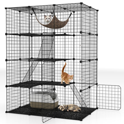 4-Tier Cat Cage with Skylight and Hammock for 1-4 Cats