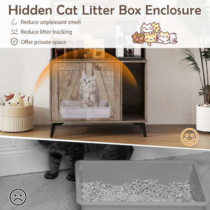 Large Cat Litter Box Enclosure with Display Storage Shelves