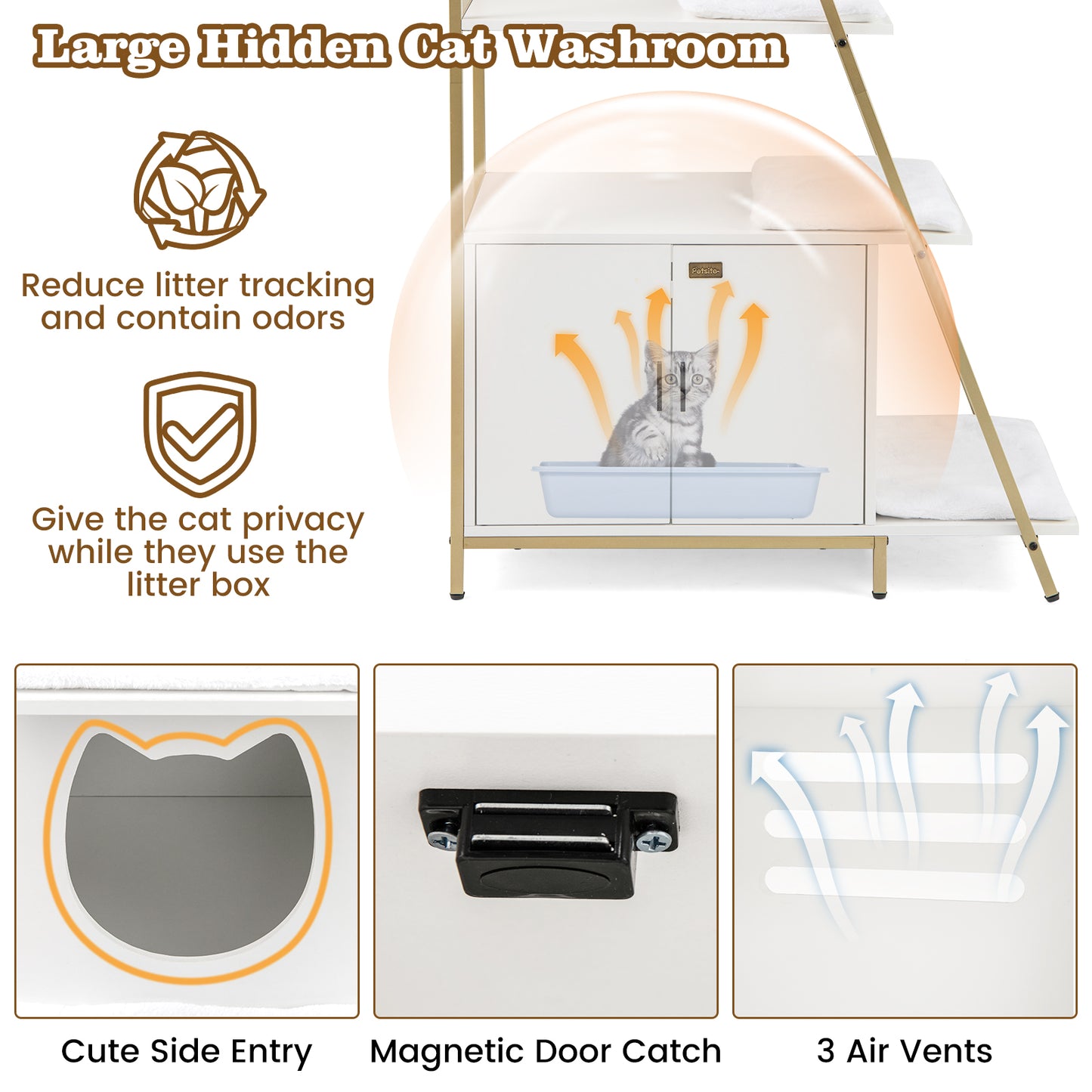 Large Cat Litter Box Enclosure with Storage and Ladder Shelf