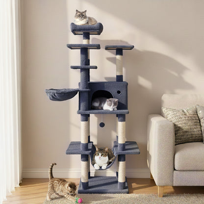 Large Cat Tree for Indoor Cats 63" Tall Cat Tower-Dark Gray