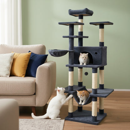 Large Cat Tree for Indoor Cats 63" Tall Cat Tower-Dark Gray