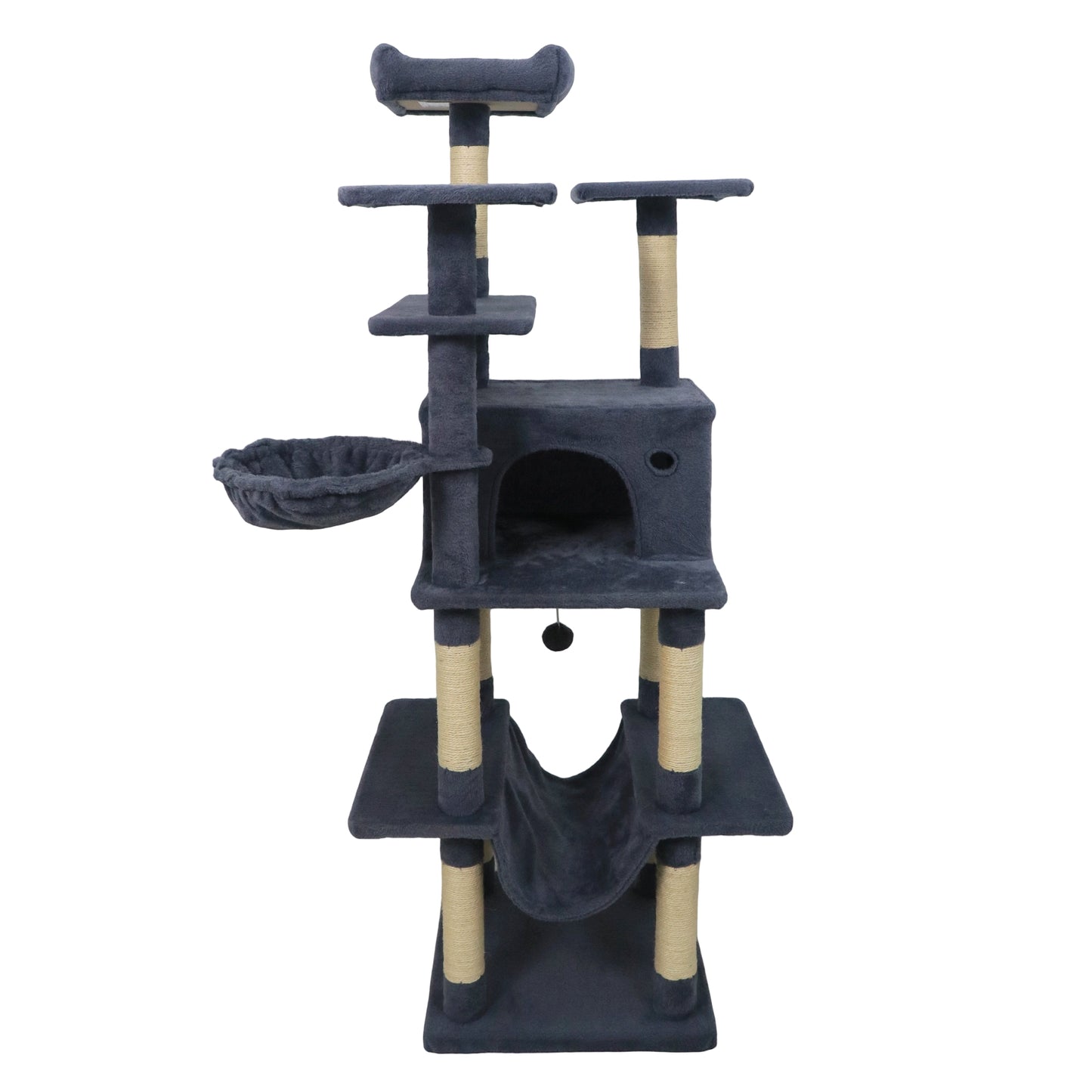 Large Cat Tree for Indoor Cats 63" Tall Cat Tower-Dark Gray