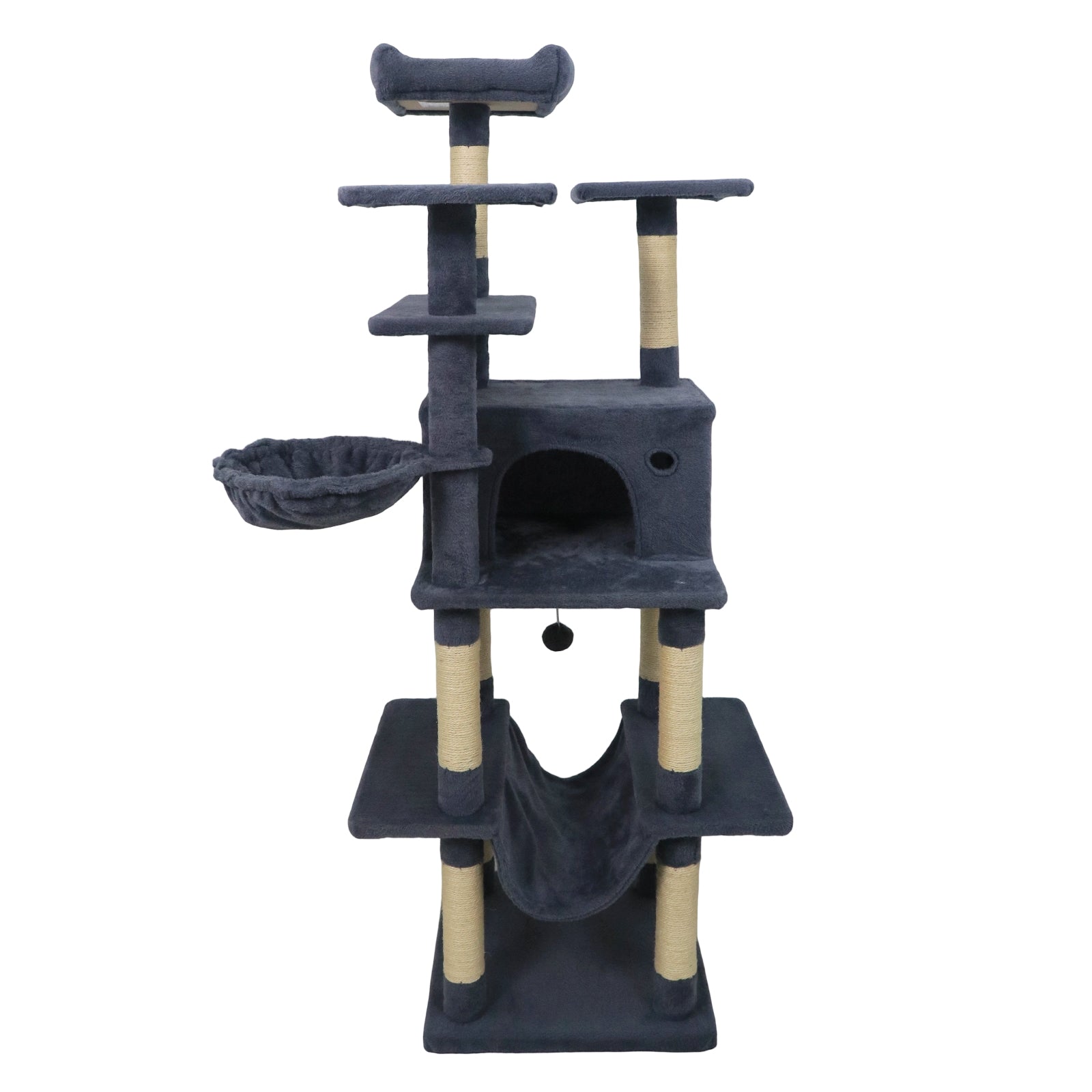 Large Cat Tree for Indoor Cats 63" Tall Cat Tower-Dark Gray