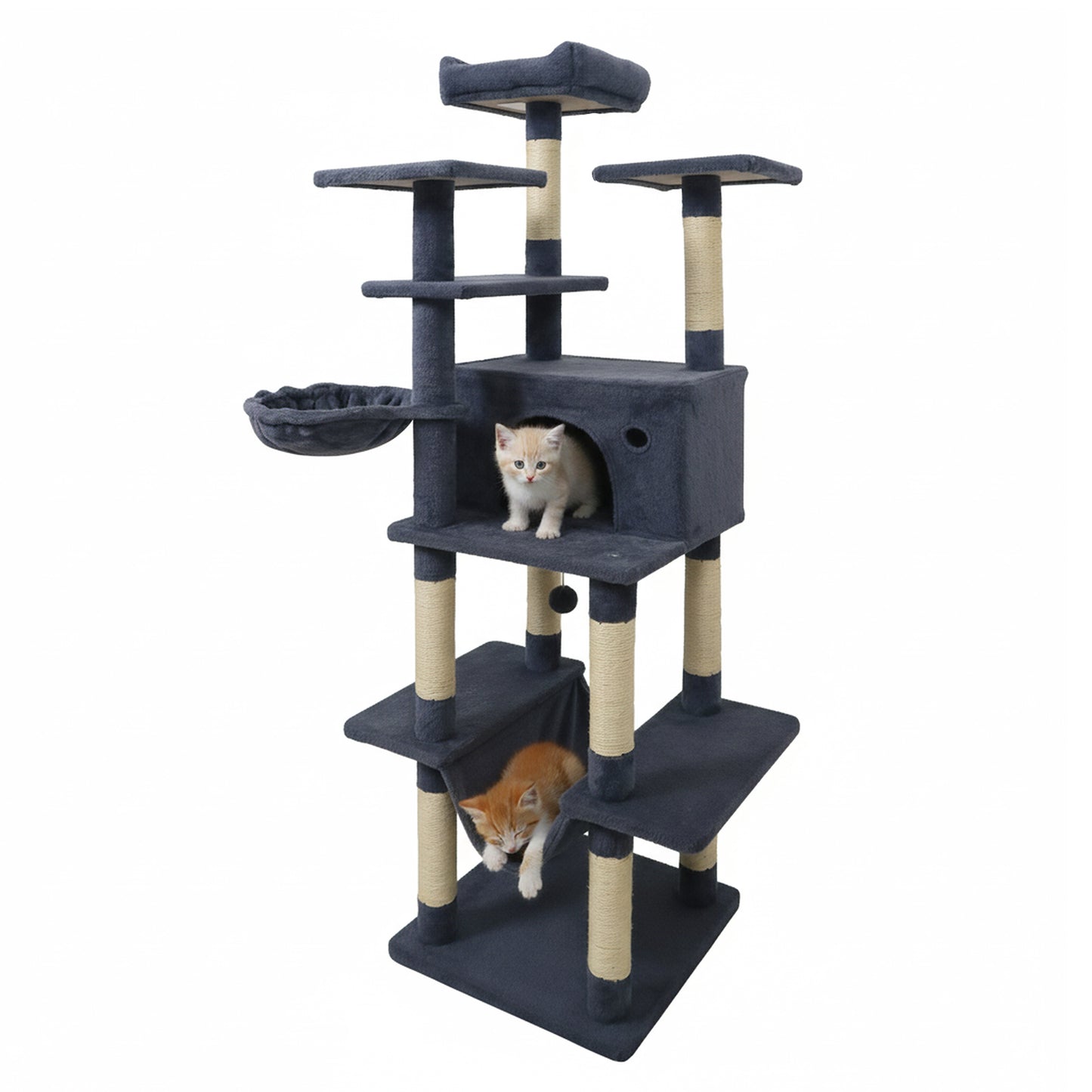 Large Cat Tree for Indoor Cats 63" Tall Cat Tower-Dark Gray