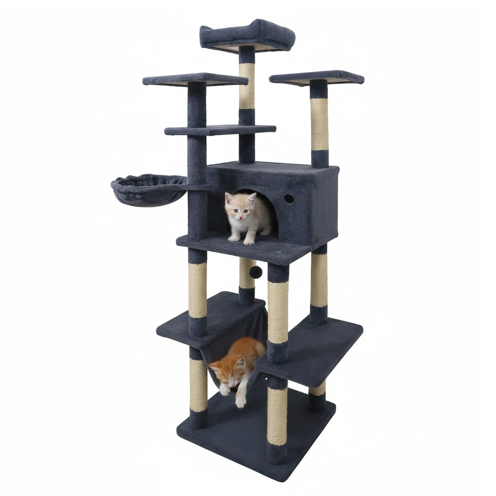 Large Cat Tree for Indoor Cats 63" Tall Cat Tower-Dark Gray