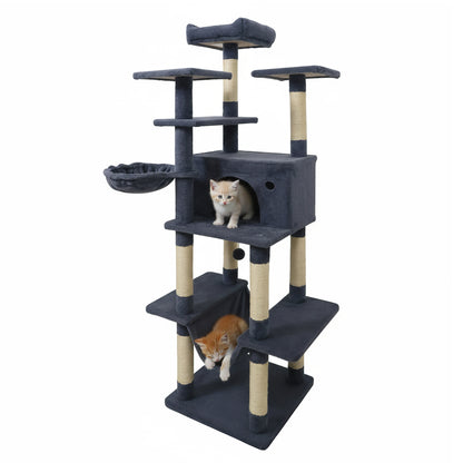 Large Cat Tree for Indoor Cats 63" Tall Cat Tower-Dark Gray