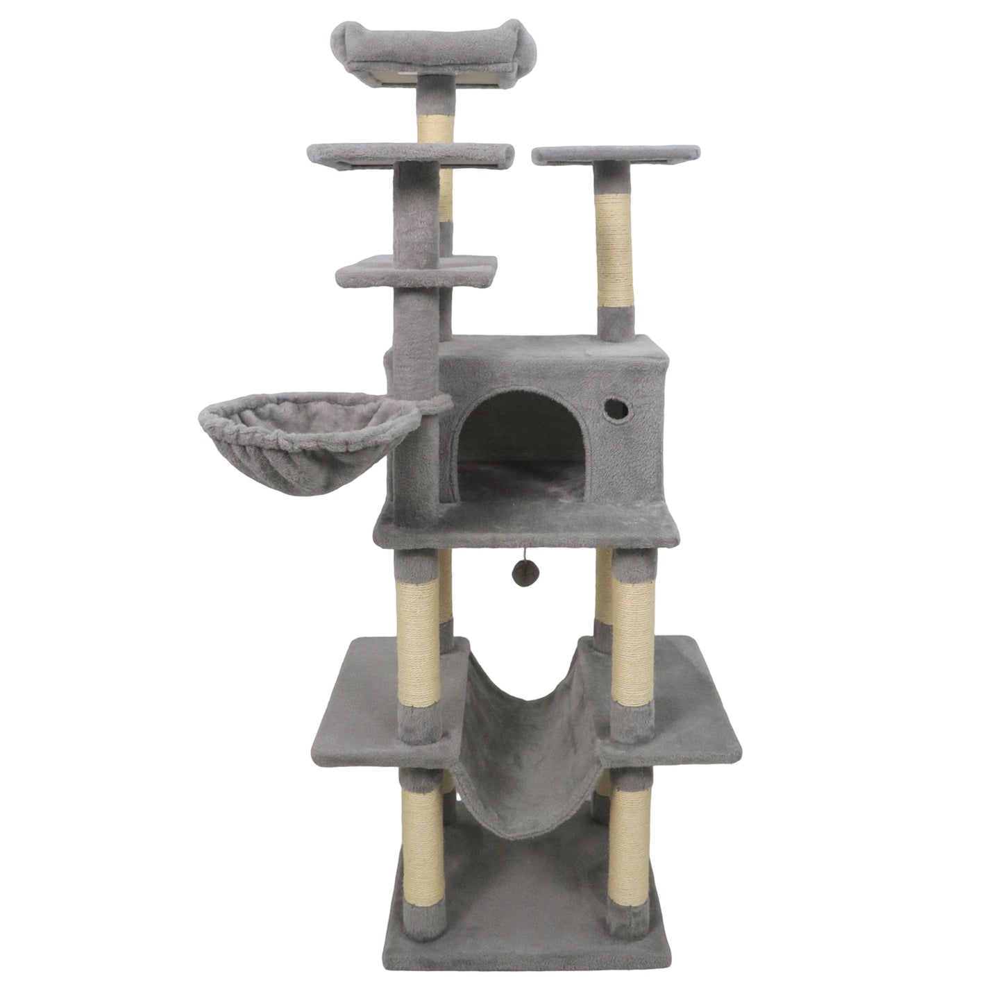 Large Cat Tree for Indoor Cats 63" Tall Cat Tower-Lght Gray