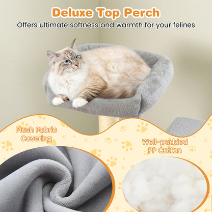 Large Cat Tree for Indoor Cats 63" Tall Cat Tower-Lght Gray