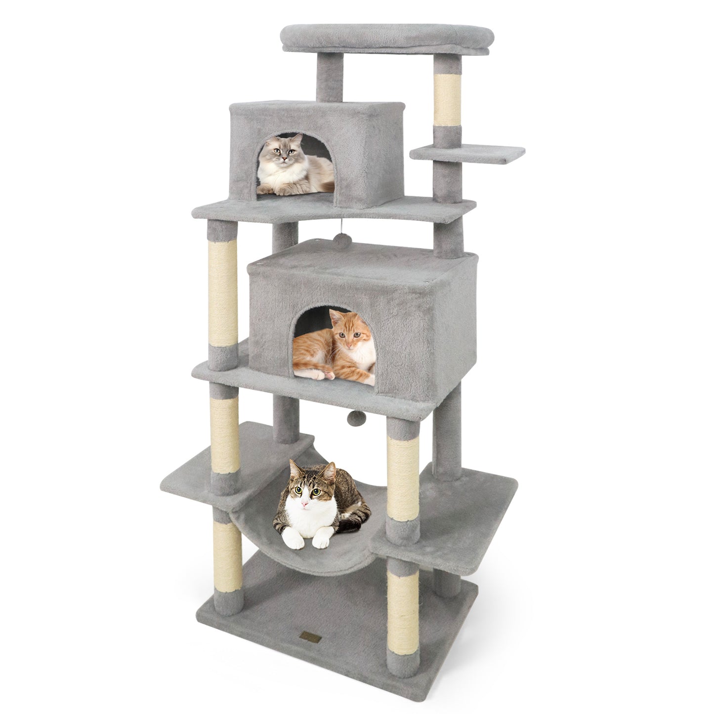 Large Cat Tree for Indoor Cats 70" Tall Cat Tower-Light Gray