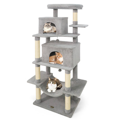 Large Cat Tree for Indoor Cats 70" Tall Cat Tower-Light Gray