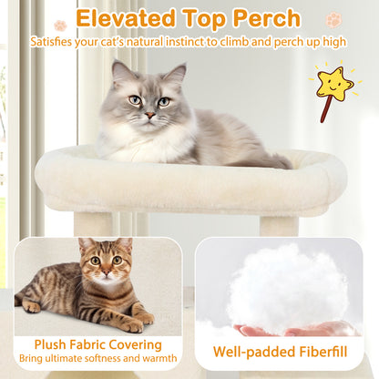 Large Cat Tree for Indoor Cats 70" Tall Cat Tower-Beige